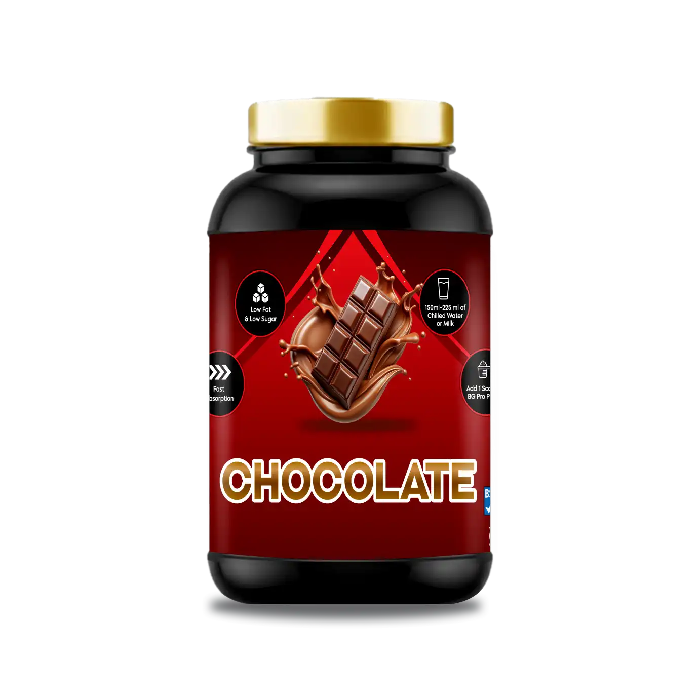 BG Sports Whey Protein Chocolate Jar - Image 2