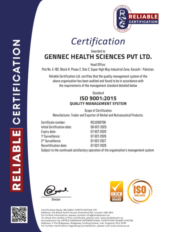 GENNEC HEALTH SCIENCES PVT LTD. 9001